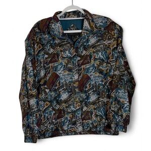 Vintage Diana D’or 100% Silk Windbreaker Jacket Size Large Multicolor